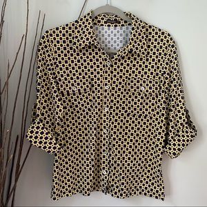 J McLaughlin Button Down Chain Print Top Medium